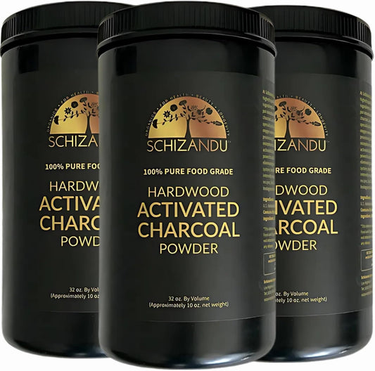 Activated Hardwood Charcoal Powder by Schizandu Vegan 100% | Supports Skin, Body, Teeth Whitening 3-Packs
