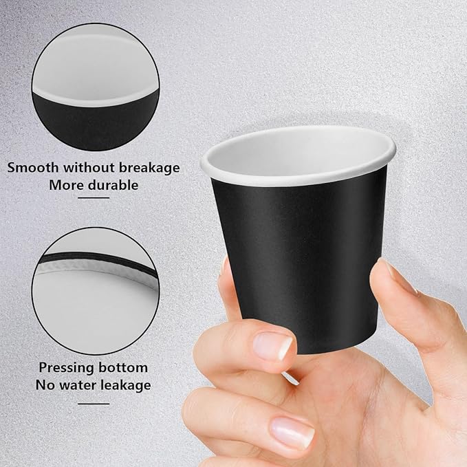 300 Pack 3oz Black Paper Cups, Mouthwash Cups, Disposable Bathroom Cups, Disposable Cups 3oz Ideal for Bathroom, Halloween, Birthday Party, Picnic and BBQ