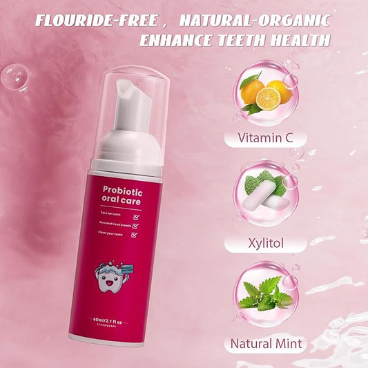 Fluoride Free Foam Kids Toothpaste - ELOTAME 2 Pack Toddler Natural Teeth Cleaning Toothpaste with Strawberry Mint Flavor,Travel for U Shaped Toothbrush