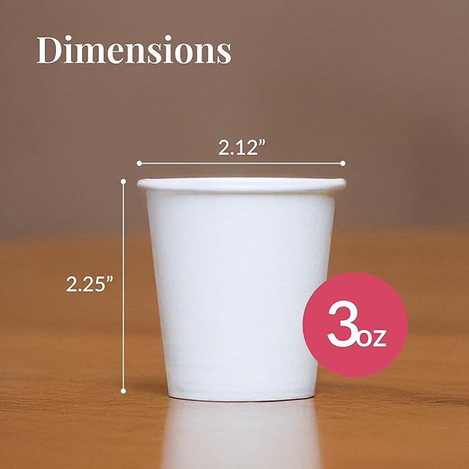 Prestee 500 Pack 3 oz Paper Coffee Cups - Hot Drinking Cups for Coffee, Tea, Snacks or Mouthwash