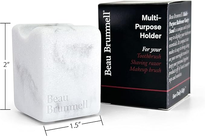 Multi-Purpose Bathroom & Desk Stand Holder | for Toothbrush, Shaving Razor, Makeup Brush, Pen, Pencil | Great for Travel & Home Use | 2" H x 1.5" W x 1.5" D | 1-Pack