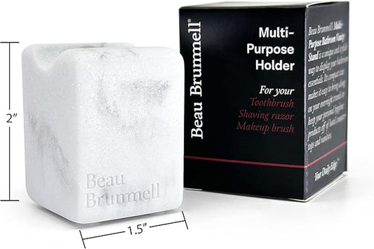 Multi-Purpose Bathroom & Desk Stand Holder | for Toothbrush, Shaving Razor, Makeup Brush, Pen, Pencil | Great for Travel & Home Use | 2" H x 1.5" W x 1.5" D | 1-Pack