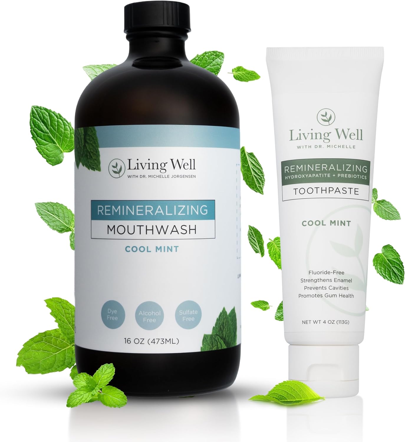 Natural Oral Care Bundle – Remineralizing Toothpaste + Alcohol-Free Mouthwash | Hydroxyapatite + Colloidal Silver | Fluoride-Free, Dentist-Developed | Supports Enamel, Gum Health & Oral Microbiome | M