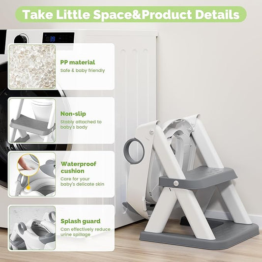 COOSEYA Toilet Seat, Potty Training Seat for Toddler, Upgraded 2-in-1 Potty Toilet Training for Boys and Girls,Waterproof Cushioned Mat with Non-Slip Step Stool