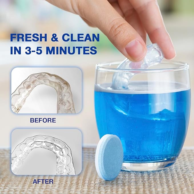 Mouth Guard for Teeth Grinding at Night: Moldable Custom Dental Guard for Sleeping - Nighttime Protection for Teeth Grinding 4 Packs - 12 Cleaning Tablets