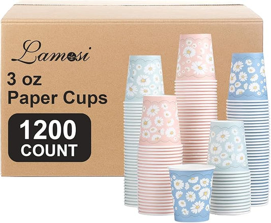 Lamosi 3 oz Bathroom Cups 1200 Pack, 3 oz Paper Cups, Mouthwash Cup, Mini Paper Cup for Parties, Picnics, Barbecues, Travel and Events
