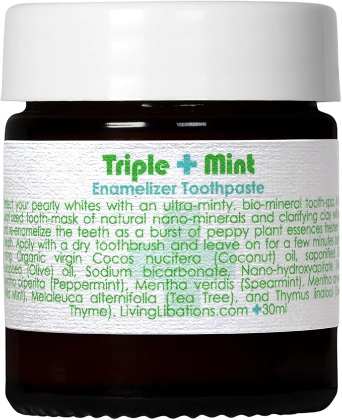 Living Libations - Organic Triple Mint Enamelizer Toothpaste | Natural, Wildcrafted, Vegan Clean Beauty (1 oz | 30 ml)