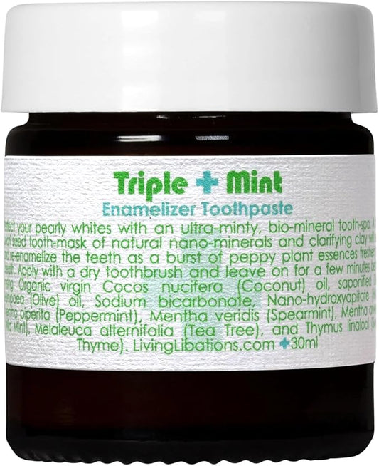 Living Libations - Organic Triple Mint Enamelizer Toothpaste | Natural, Wildcrafted, Vegan Clean Beauty (1 oz | 30 ml)
