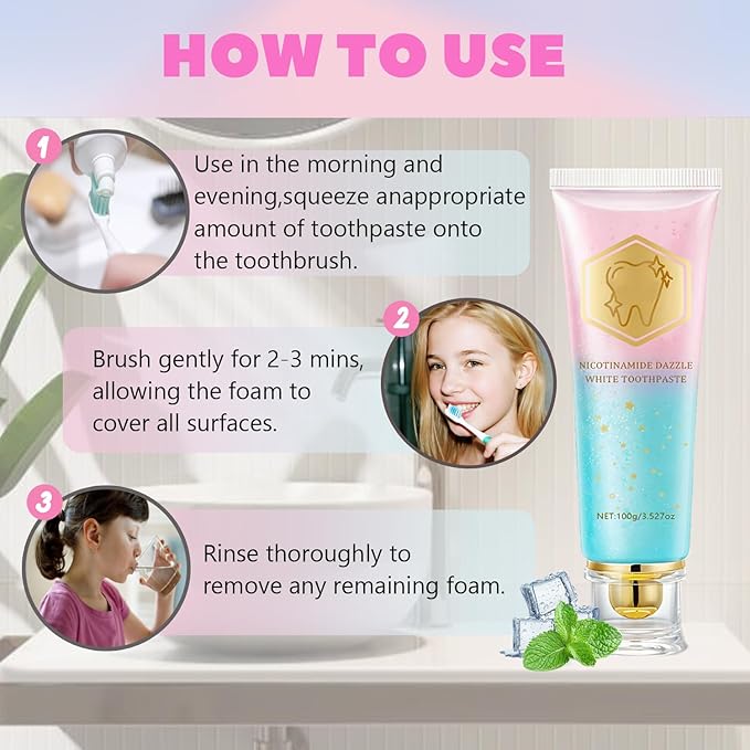 2PCS Niacinamide Whitening Toothpaste, Intensive Stain Removal & Teeth Brightening for Fresh Breath, Deep Cleaning, Enamel Safe & Gum Care (2 Pack)