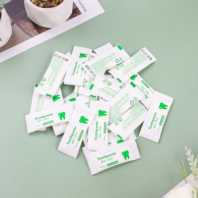 Too Small Bulk Travel Size Toothpaste Pack of 50,0.105 oz Extra Small Toothpaste Travel Size Bulk Mint Mini Disposable Toothpaste for Hotel,Guests,Homeless,Charity(Only Good for Single Use)