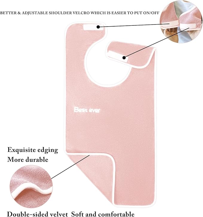 3 Pack Adult Bibs, Microfiber Super Soft Eating Cloth for Adults, Disabled, Adjustable, Dining Clothing Protector