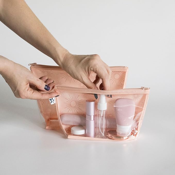 Tiny Twinkle Diaper Bag Organizing Pouches | Mess-Proof Clear Front Travel Organizer Bags | TSA Approved Toiletry Bag Set for Baby and Mom Essentials