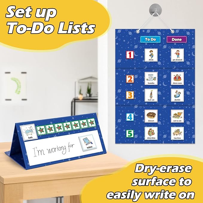 Aizweb Visual Schedule for Kid Chore Chart,Magnetic Morning Bedtime Routine Chart for Toddler,Daily Schedule Magnetic Board Communication Card for ASD,ADHD,PECS Autism Learning Material for Homeschool