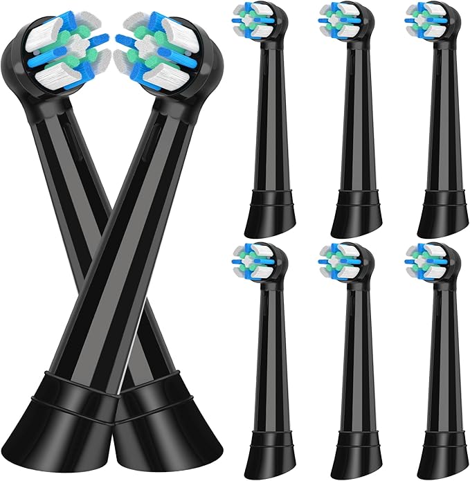 8 Pack iO Replacement Heads Compatible with Oral B iO, for Oral B iO 2/3/4/5/6/7/8/9/10 Series Toothbrushes, Medium Bristles, Soft Yet Effective, Black