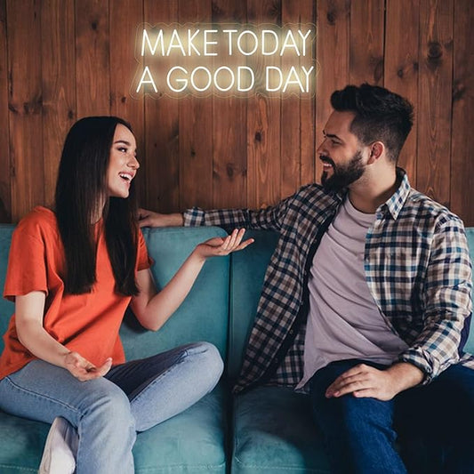 Make Today A Good Day Neon Sign Positive Led Neon Light for Wall Decor Inspirational Light Sign Wall Art LED Neon Light Up Sign for Party Wedding Birthday School Gym