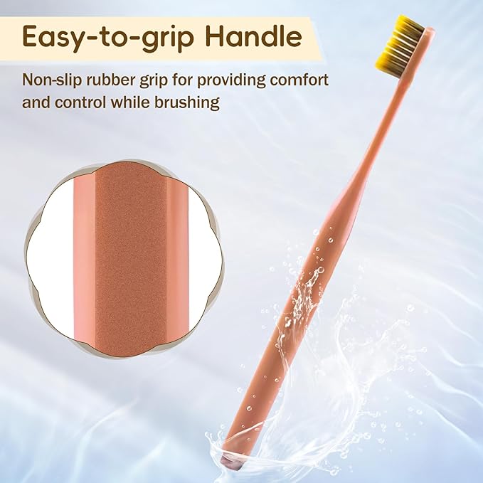 Extra Soft Toothbrush for Sensitive Gums, Wide Head Soft Bristle Toothbrush with Soft Flossing Micro Nano Bristles for Adults, Pregnant Women, Elderly, Braces, 6pcs