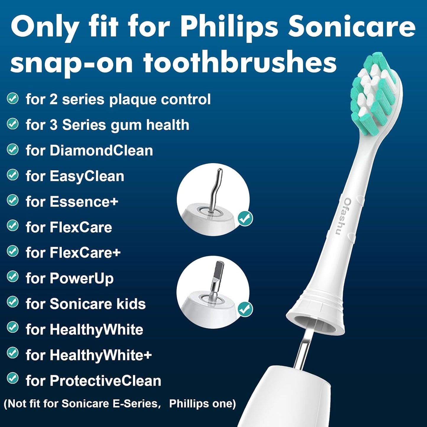 Electric Toothbrush Replacement Heads Compatible with Philips Sonicare ProtectiveClean 2 Series Plaque Control 4100 5100 6100 9024 6064, White, 4 Sonic Brush Head