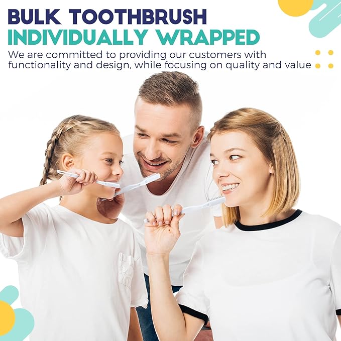 400 Pack Individually Wrapped Disposable Toothbrush Bulk Hard Bristle Adult Manual Tooth Brush Travel Toothbrushes Single Use Toothbrush for Homeless Women Men Hotels Guest Rooms, White