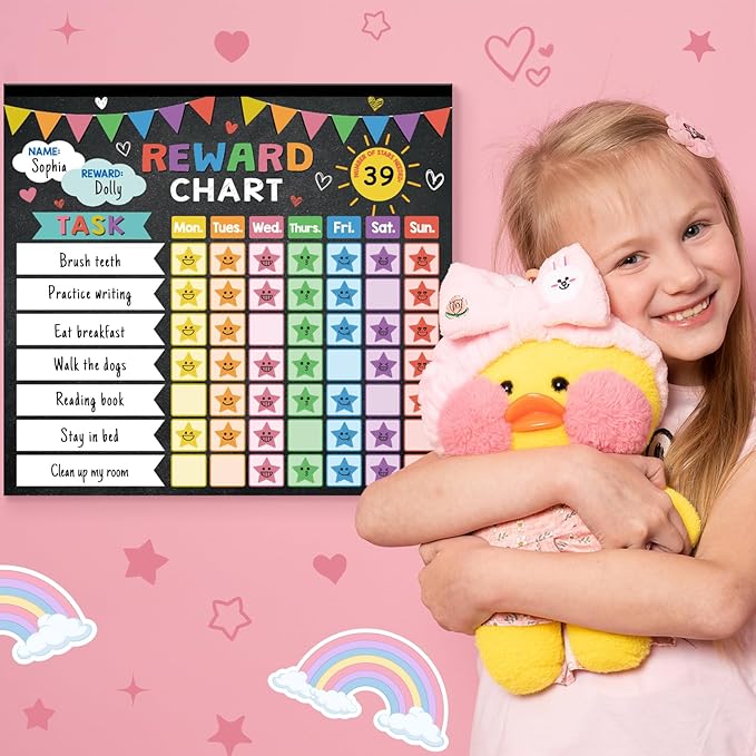 Reward Chart for Kids,Magnetic Behavior Chore Chart for Kids at Home,26 Black Chore Charts,1960 Star Stickers,56 Reward Stickers,Incentive Chore Chart to Develop Responsibility and Good Habits