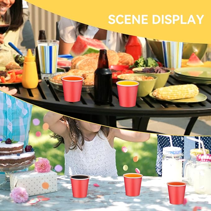 50 Pack 3oz Red Paper Cups,Mouthwash Cups, Disposable Bathroom Cups,Small Paper Cups 3oz Ideal for Bathroom,Supermarket,Birthday Party,Picnic and BBQ