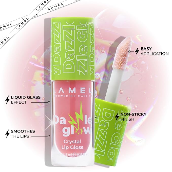 Lamel Dazzle Glow Crystal Clear Lip Gloss - Hydrating Lip Gloss - Non Sticky - Colored - Moisturizing - №402 Soulmate