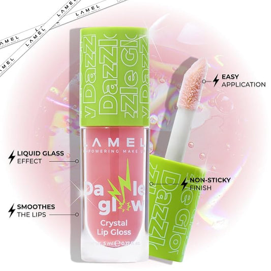 Lamel Dazzle Glow Crystal Clear Lip Gloss - Hydrating Lip Gloss - Non Sticky - Colored - Moisturizing - №402 Soulmate