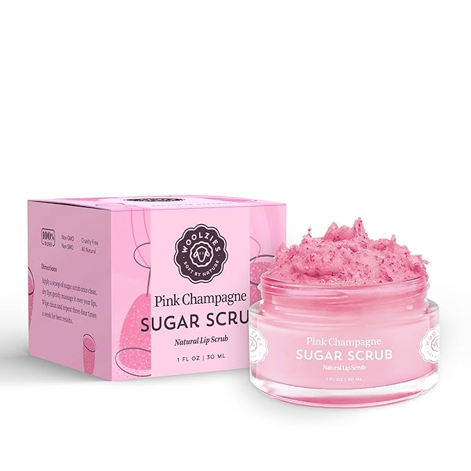 Sugar Lip Scrub | Ultra-Hydrating Exfoliator & Moisturizer for Dry or Chapped Lip | Shea Butter and Raw Sugar Scrubs | Pure & Natural | 1 Fl Oz (Pink Champagne)