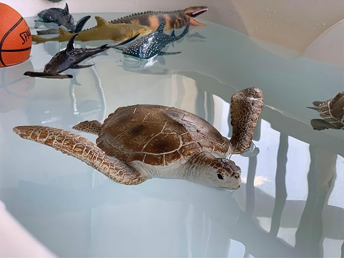 Gemini&Genius Sea Turtle Toys Sea Animal Action Figure, Sea Turtle Plastic Toy, Great for Kids Bath, Swimming, Beach Toys and Perfect Cake Coppers, Garden Decor (10 Inches)