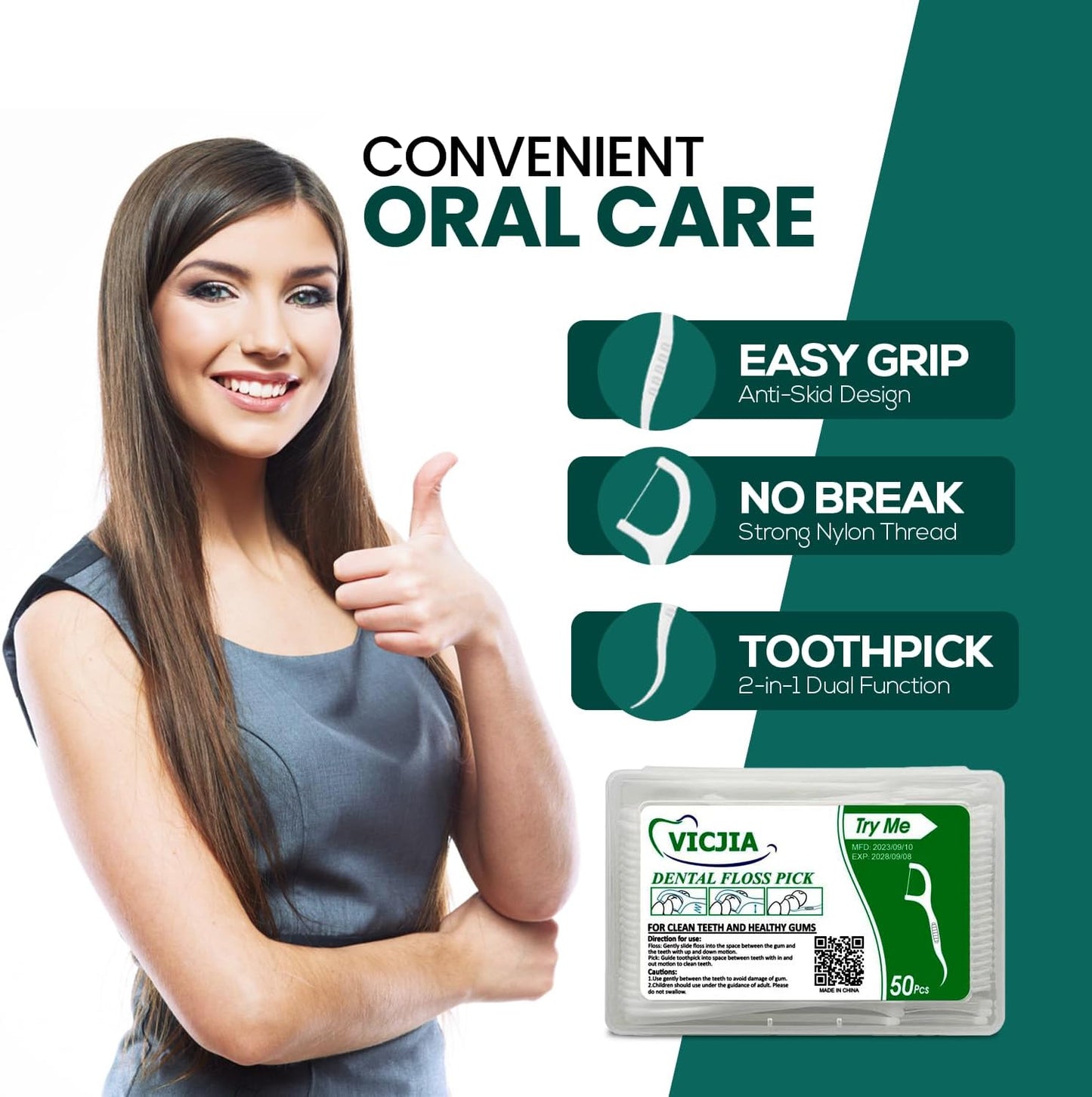 Tooth Floss Picks Unflavored Dental Floss for Tooth Picks Flossers,500 Count Floss Sticks for car,Home Tooth Pick Small Portable Floss Dispenser