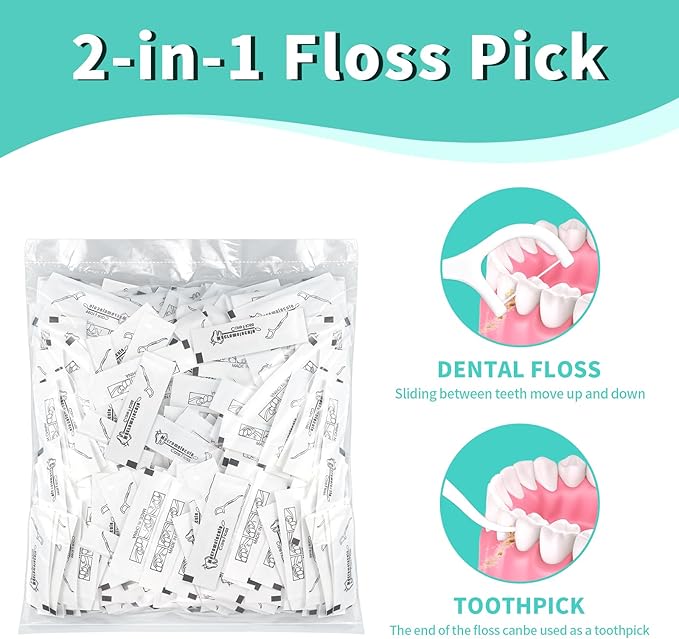 500 Count Floss Picks Individually Wrapped,Portable Flossers for Adults,Suitable for Oral Care in Restaurants, Travel, Hotels and Offices