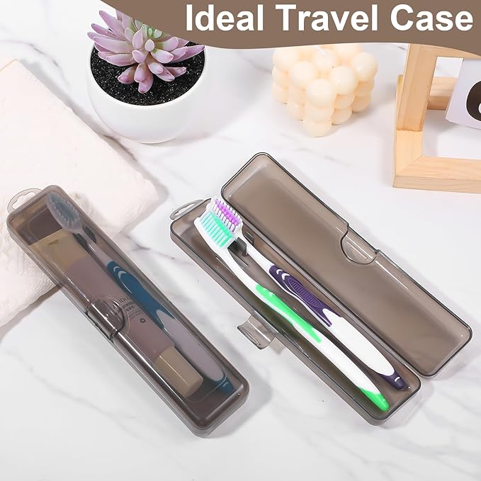 Lusofie 2 pcs tooth brush travel case Transparent Black travel toothbrush case 7.87 x 1.85 x 1.18 Inches