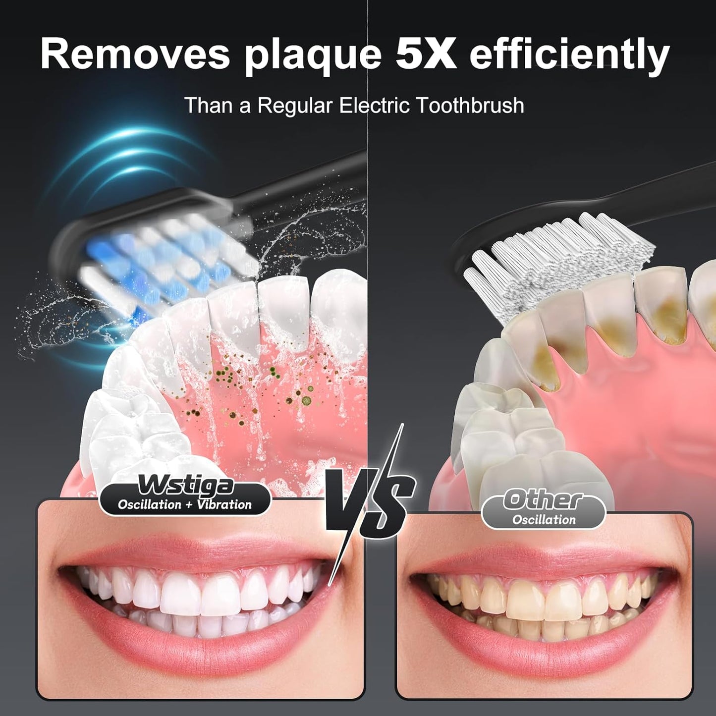 2025 New Sonic Electric Toothbrush for Adults - Vibration 60,000 VPM & 73° Oscillation Rechargeable Electric Toothbrush, 50+ Days Battery Life, 3 Modes, 2-Minute Timer, 3 Brush Heads, 2 Pack