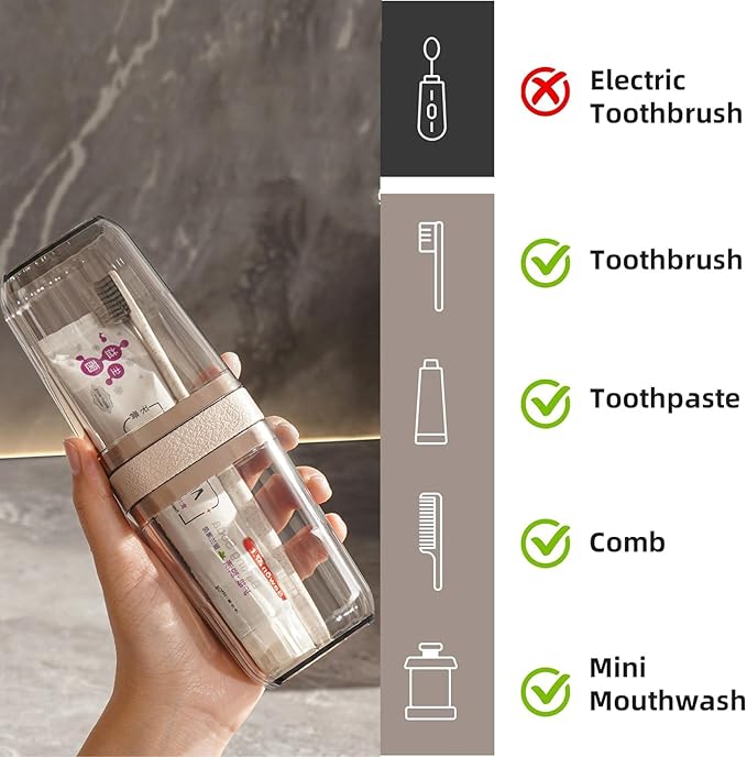 Large Toothbrush Travel Case and Travel Soap Case, Toothpaste Squeezer Portable Toothbrush Holder for Travel, Vacation, Camping, Gym, Business Trips, Hostel, School Dorm