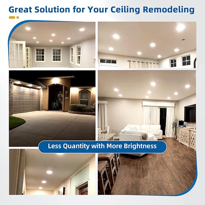 12 Pack Recessed Lighting 4 inch, 4000K Ultra-Thin LED Canless Recessed Lighting, Retrofit Dimmable Recessed Lights, 1200LM 12W=150W Wafer Lights - ETL & Energy Star Certified