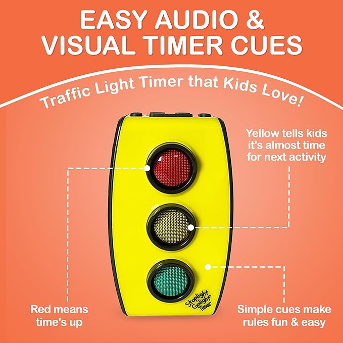 Timer - Red Yellow Green Traffic Light Timer for Kids, Bedtime Stoplight Alarm for Classroom, Sleep & Potty Training for Toddlers, Teeth Brushing, Shower Time, Travel Friendly