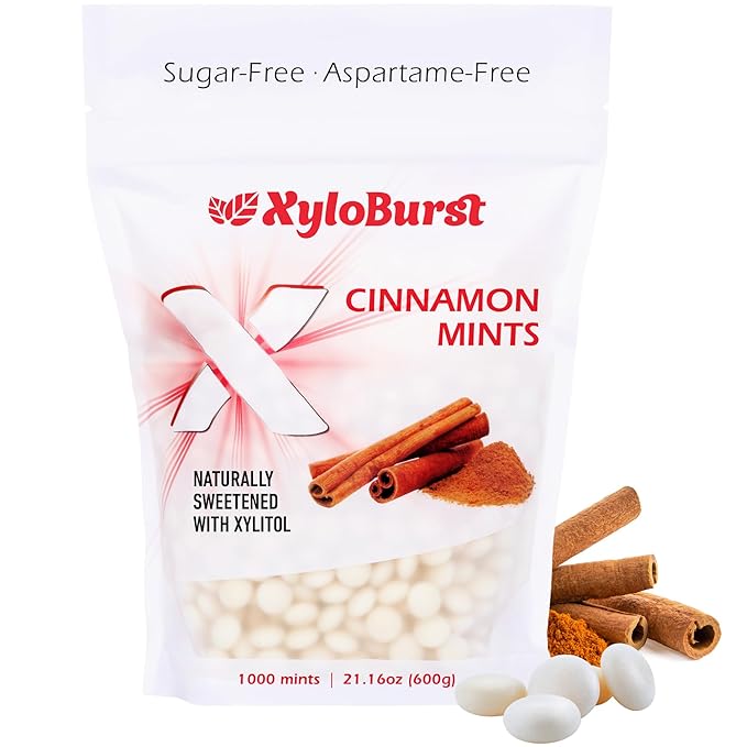 Xylitol Mints | Sugar Free Breath Mints for Oral Health | Gluten Free, Vegan, Keto Friendly | Aspartame Free | Cinnamon | 1000 Count Bag