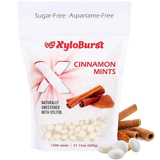 Xylitol Mints | Sugar Free Breath Mints for Oral Health | Gluten Free, Vegan, Keto Friendly | Aspartame Free | Cinnamon | 1000 Count Bag