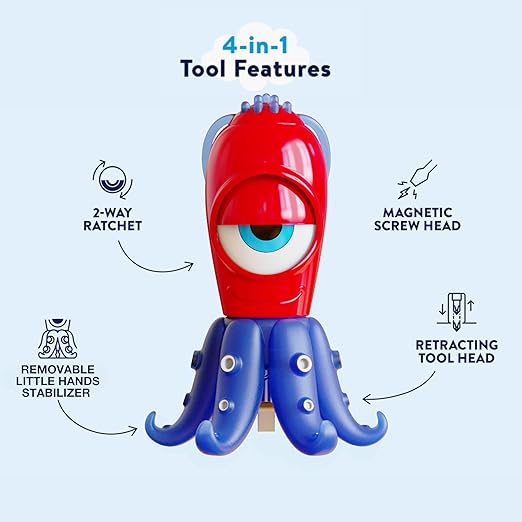 Handy Famm Children's Safety Tool Bundle - Hammer, Wrench, Screwdriver, Safety Glasses & Tape Measure for Kids - Real Tools, Made for Boys & Girls