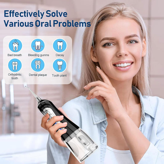 NBGRLVS Water Dental Flosser Cordless - Rechargeable IPX7 Waterproof Teeth Pick Flossing Cleaner,Portable 320ml Tank 6-Mode Oral Irrigator for Teeth/Braces/Tongue,Storage Box for Travel & Home
