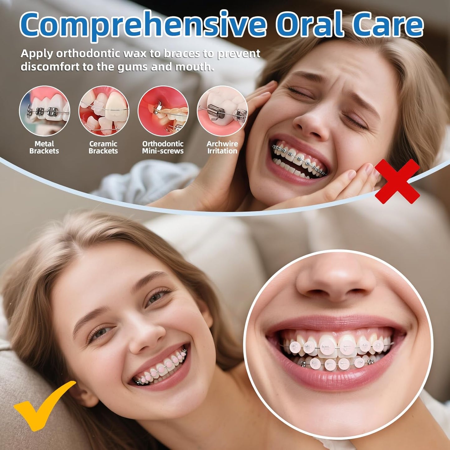 RioRand Orthodontic Wax for Braces Wax 120 Individual Hygienic Packaging Clear dental Wax Dots Portable and Easy to Tear Strawberry