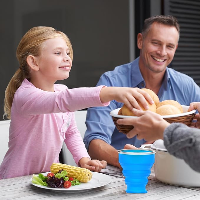 5Pcs Silicone Collapsible Cup for Travel, Reusable Folding Camping Cup Mug with Lids, Portable Expandable Drinking Cup Collapsible Water Cups Mugs Set Telescopic Camping Tumblers for Hiking