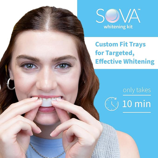 SOVA White - Teeth Whitening Kit - Includes 2 Custom-Fit Trays, 5 Whitening Gel Applicators & Protective Case - Peroxide for Extreme Whitening - BPA, Latex, Phthalates & PVC Free