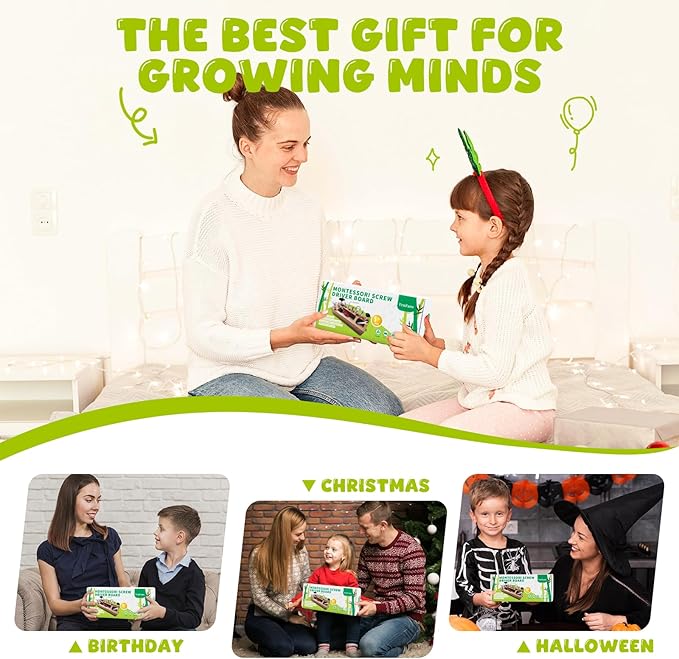 TenFans Montessori Busy Board for Toddlers 3-5 Years, Wooden Screwdriver Activity Board, Fine Motor Skills & Sensory Development Toy, Preschool Learning & Travel