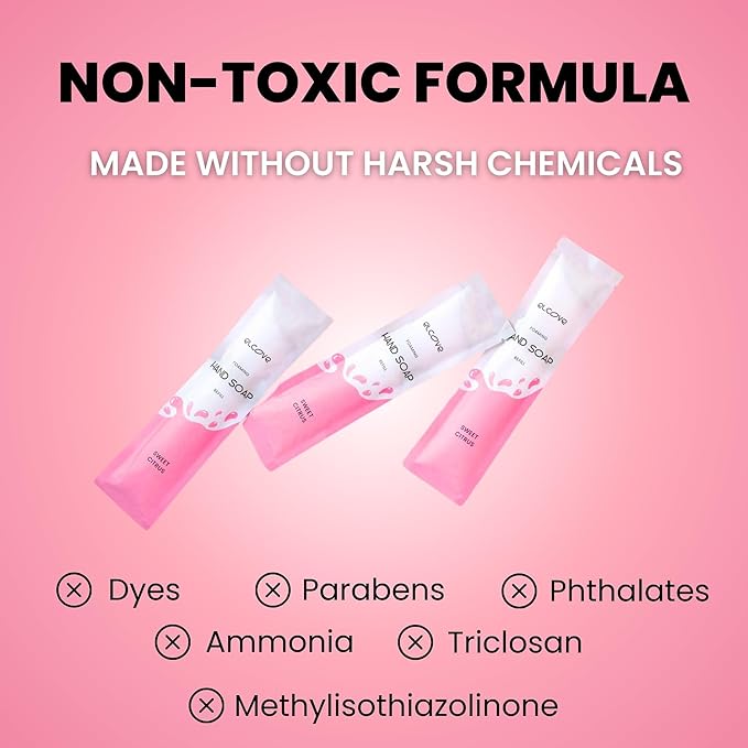 Foaming Hand Soap Refills, 5 Pack Makes 5 x 12oz (60 oz total) of Eco Friendly, Non Toxic, Refillable Hand Soap, Sweet Citrus