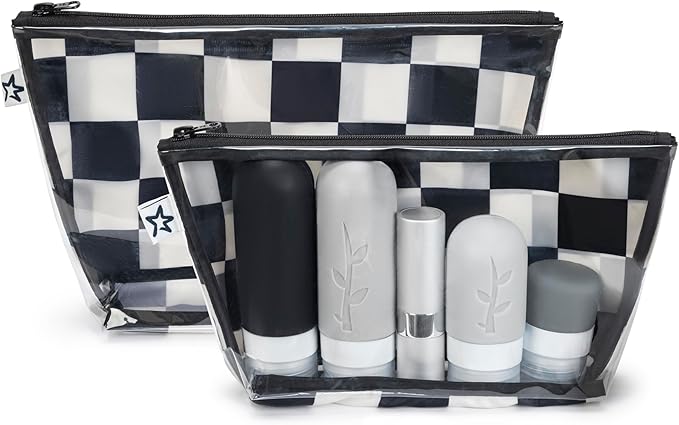 Tiny Twinkle Diaper Bag Organizing Pouches | Mess-Proof Clear Front Travel Organizer Bags | TSA Approved Toiletry Bag Set for Baby and Mom Essentials