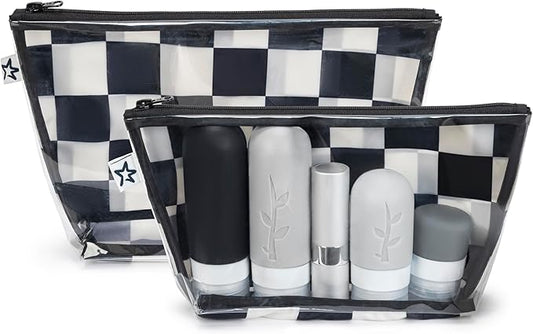 Tiny Twinkle Diaper Bag Organizing Pouches | Mess-Proof Clear Front Travel Organizer Bags | TSA Approved Toiletry Bag Set for Baby and Mom Essentials