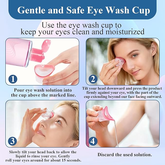 20pcs Eye Wash Cups Cleaner Eye Wash Kit for Rinse Portable Care Tool with Storage Container Silicone Eye Wash Cup for Quick Cleaning Relief Tired Dust Cleaning Makeup Irritants