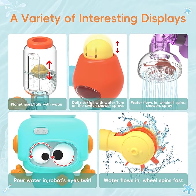 STEM Building Bath Toys for Kids Ages 4-8 | 21PCS DIY Water Pipe Assembly Kit with Storage Bag | Educational Shower Toys for Kids Ages 3-5 | Creative Tub Time Birthday Gifts for Boys & Girls