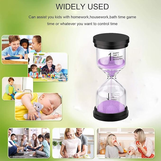 SuLiao Hourglass 1 Minute Timer: Colorful Sand Watch 1 Min, Purple Sand Clock, Small Reloj De Arena 1 Minuto, Plastic Hour Glass Sandglass for Kids, Games, Classroom, Kitchen, Decoration