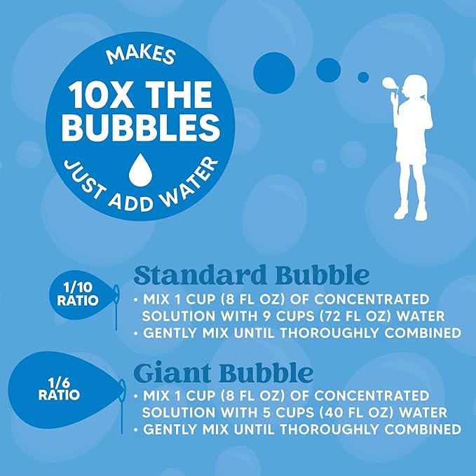 JOYIN 2 Bottles Bubbles Refill Solutions 64 oz (up to 5 Gallon), Concentrated Solution for Bubble Machine, Gun, Wand Refill Fluid Summer, Easter Toys (Double Green)